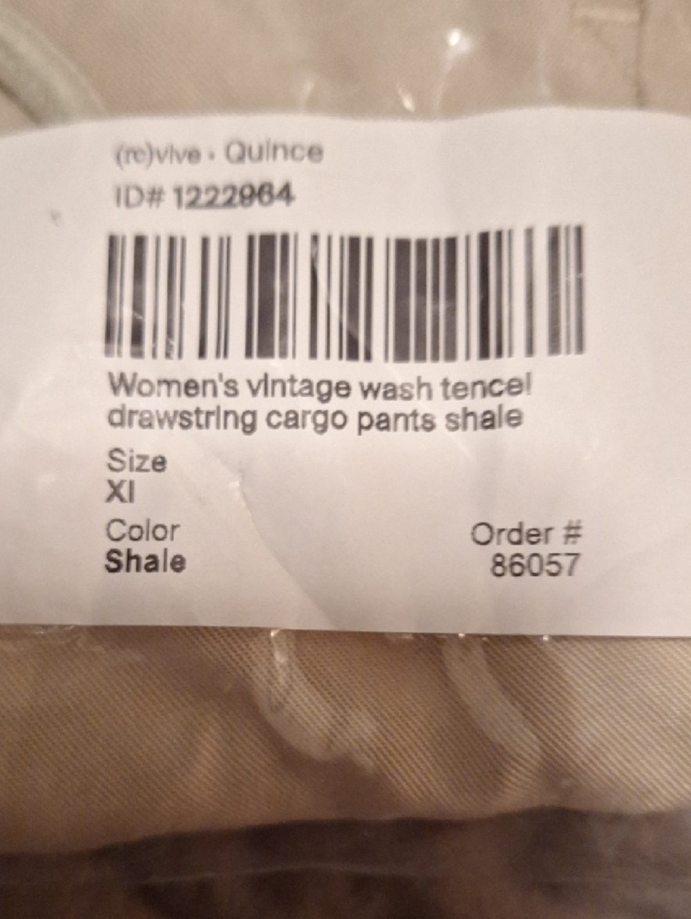 Quince Vintage Wash Tencel Drawstring Cargo Pants Shale XL NWT - Picture 3 of 4